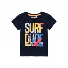 9KROLL 3J: Navy Surf Dude Roll Sleeve T-Shirt (3-8 Years)